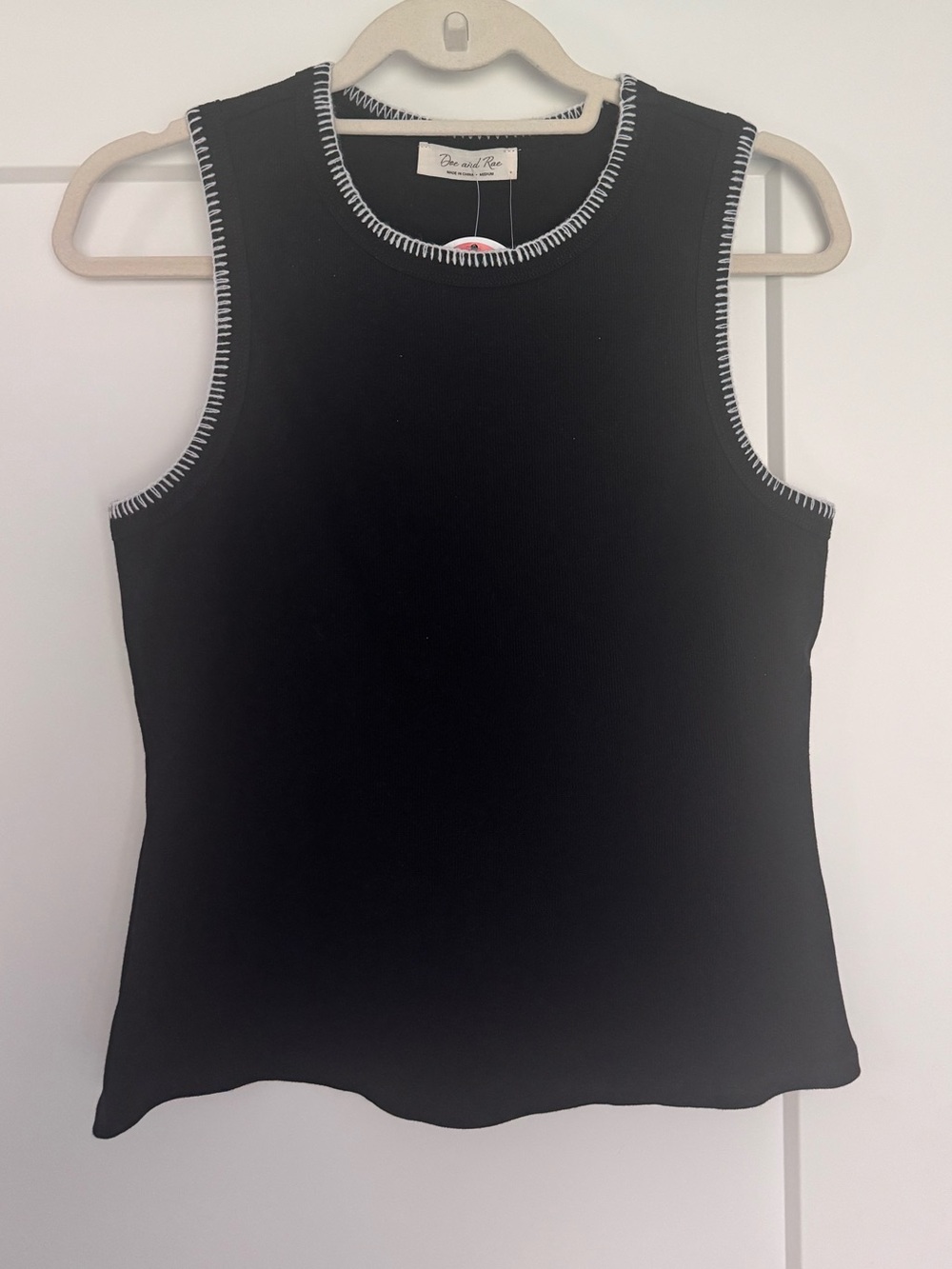 NWT Doe & Rae Blanket Stitched Cotton Tank